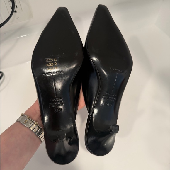 Black Suede Studio LOGAN 50 MULE Black Leather size 38.5 NEW - Picture 5 of 8